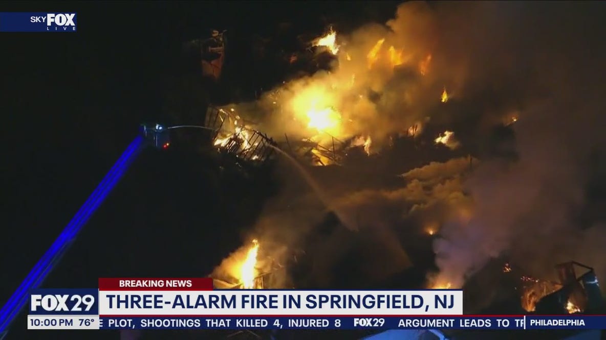 Three-alarm fire in Springfield, NJ